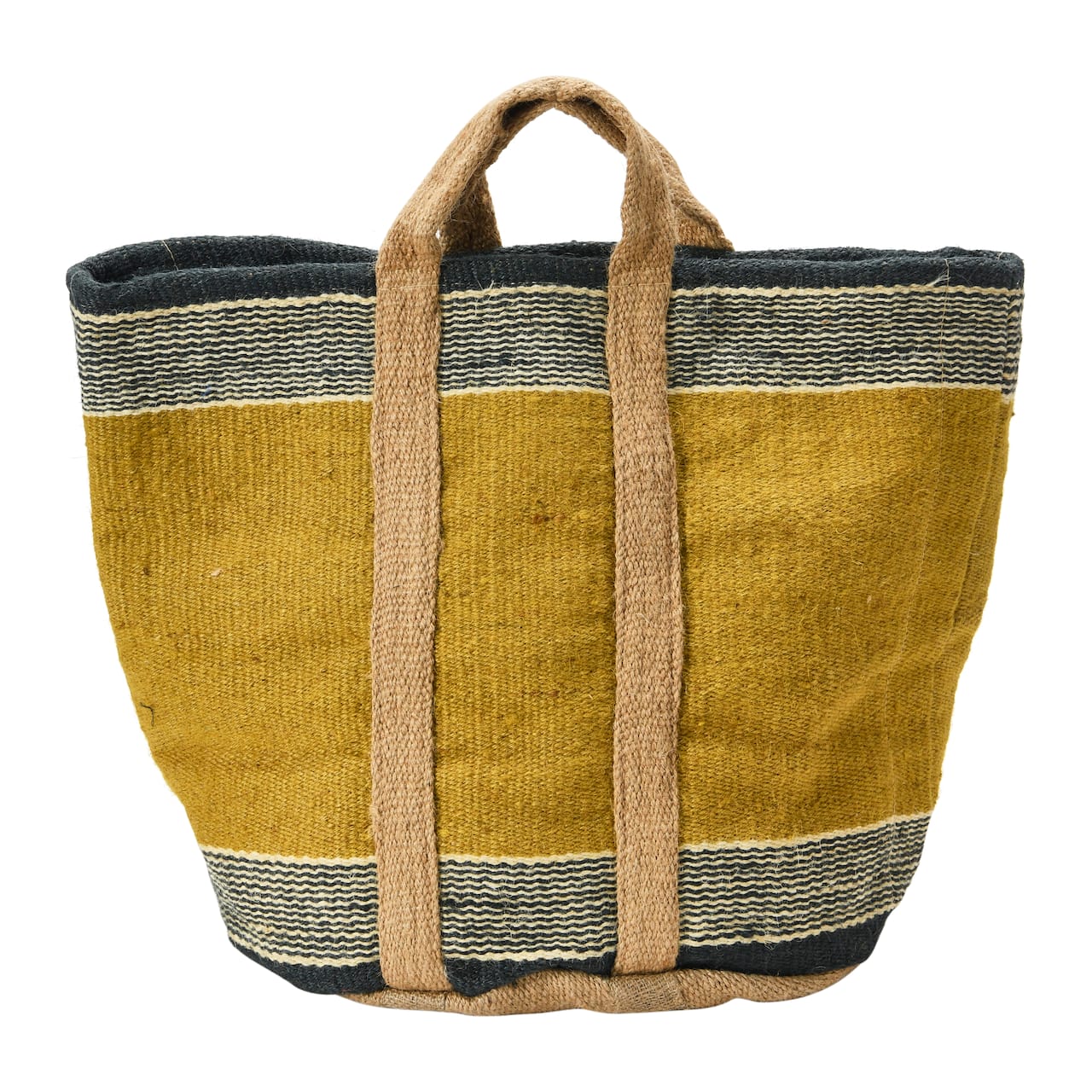 Hello Honey® 24" Mustard Striped Woven Jute Tote with Liner
